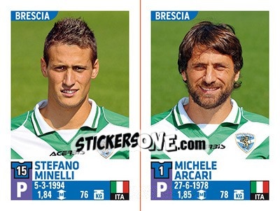 Figurina Stefano Minelli / Michele Arcari - Calciatori 2015-2016 - Panini