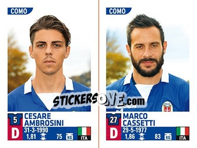 Cromo Cesare Ambrosini / Marco Cassetti - Calciatori 2015-2016 - Panini