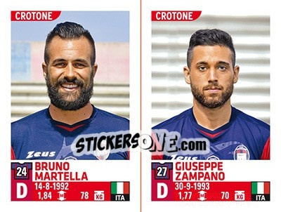 Sticker Bruno Martella / Giuseppe Zampano - Calciatori 2015-2016 - Panini