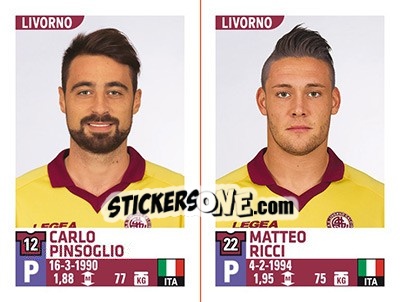 Sticker Carlo Pinsoglio / Matteo Ricci - Calciatori 2015-2016 n. 685 - Panini