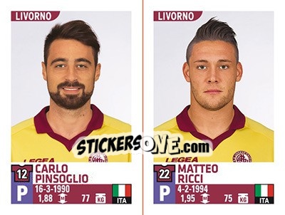 Cromo Carlo Pinsoglio / Matteo Ricci - Calciatori 2015-2016 - Panini