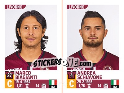 Cromo Marco Biagianti / Andrea Schiavone - Calciatori 2015-2016 - Panini