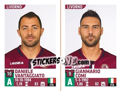 Cromo Daniele Vantaggiato / Gianmario Comi - Calciatori 2015-2016 - Panini