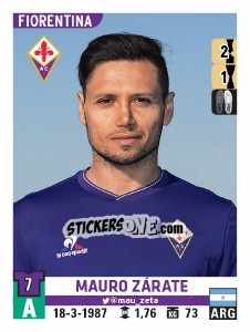 Sticker Mauro Zárate - Calciatori 2015-2016 n. A17 - Panini