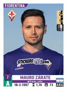 Figurina Mauro Zárate - Calciatori 2015-2016 - Panini