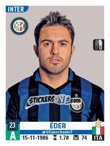 Sticker Éder - Calciatori 2015-2016 n. A29 - Panini