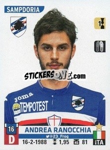 Figurina Andrea Ranocchia - Calciatori 2015-2016 - Panini