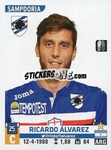 Cromo Ricardo Álvarez - Calciatori 2015-2016 - Panini