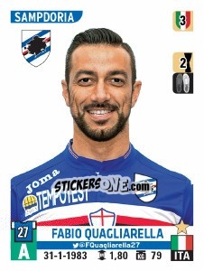 Sticker Fabio Quagliarella - Calciatori 2015-2016 n. A44 - Panini