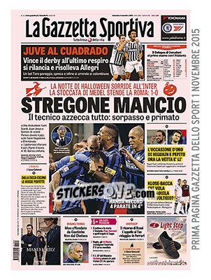 Sticker Copertina Gazzetta 01.11.2015 - Calciatori 2015-2016 n. V6 - Panini