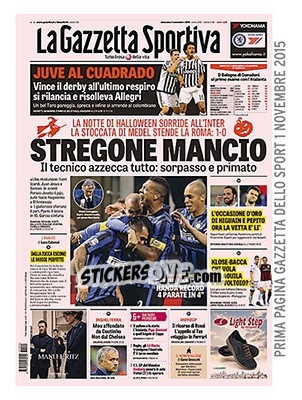 Cromo Copertina Gazzetta 01.11.2015 - Calciatori 2015-2016 - Panini