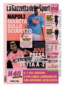 Sticker Copertina Gazzetta 11.01.2016 - Calciatori 2015-2016 n. V12 - Panini