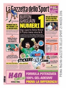 Cromo Copertina Gazzetta 21.03.2016