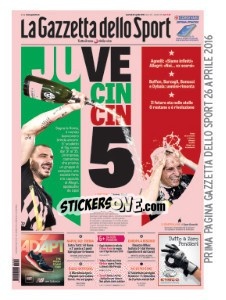Sticker Copertina Gazzetta 26.04.2016 - Calciatori 2015-2016 n. V30 - Panini