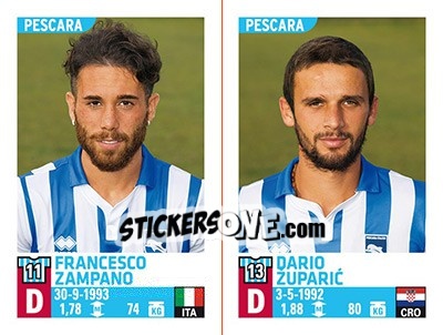 Cromo Francesco Zampano / Dario Župaric - Calciatori 2015-2016 - Panini