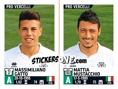 Sticker Massimiliano Gatto / Mattia Mustacchio - Calciatori 2015-2016 n. 747 - Panini