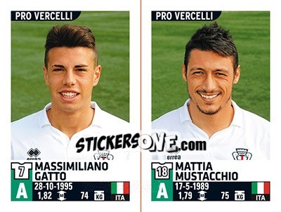 Figurina Massimiliano Gatto / Mattia Mustacchio - Calciatori 2015-2016 - Panini