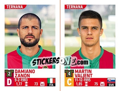 Cromo Damiano Zanon / Martin Valjent - Calciatori 2015-2016 - Panini