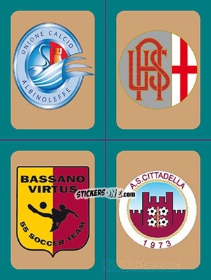 Sticker Scudetti Albinoleffe - Alessandria - Bassano - Cittadella - Calciatori 2015-2016 - Panini