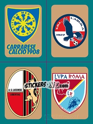 Sticker Scudetti Carrarese - L'Aquila - Lucchese - Lupa Roma - Calciatori 2015-2016 - Panini