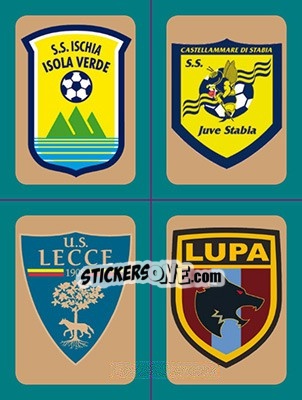Sticker Scudetti Ischia - Juve Stabia - Lecce - Lupa Castelli Romani - Calciatori 2015-2016 - Panini