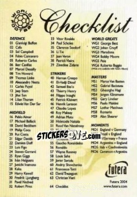 Sticker Checklist - World Football 2004 n. 64 - Futera