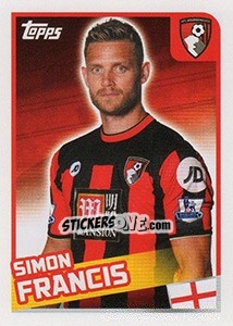 Sticker Simon Francis - Premier League Inglese 2015-2016 - Topps
