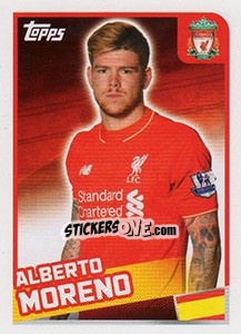 Cromo Alberto Moreno - Premier League Inglese 2015-2016 - Topps