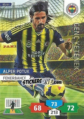 Sticker Alper Potuk - Turkey Süper Gol 2013-2014. Adrenalyn XL n. 63 - Panini