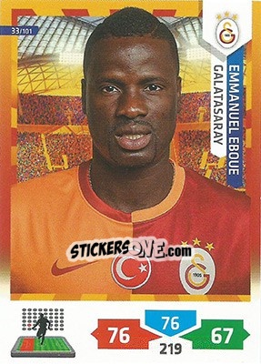 Sticker Emmanuel Eboue - Turkey Süper Gol 2013-2014. Adrenalyn XL n. 33 - Panini