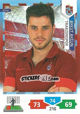 Sticker Aykut Akgün - Turkey Süper Gol 2013-2014. Adrenalyn XL n. 51 - Panini