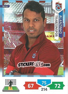 Sticker Alanzinho - Turkey Süper Gol 2013-2014. Adrenalyn XL n. 56 - Panini