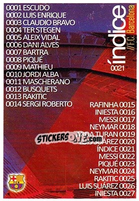 Sticker Índice - Las Fichas Quiz De La Liga 2015-2016 - Mundicromo