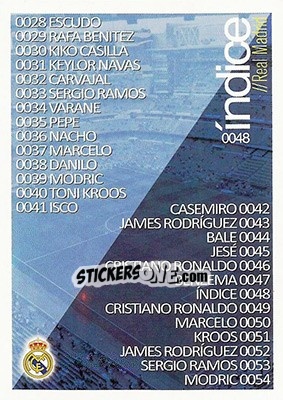 Sticker Índice - Las Fichas Quiz De La Liga 2015-2016 n. 48 - Mundicromo