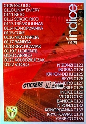 Sticker Índice - Las Fichas Quiz De La Liga 2015-2016 n. 129 - Mundicromo