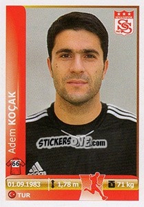 Sticker Adem Kocak - Spor Toto Süper Lig 2012-2013 n. 367 - Panini