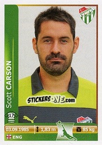 Cromo Scott Carson - Spor Toto Süper Lig 2012-2013 - Panini