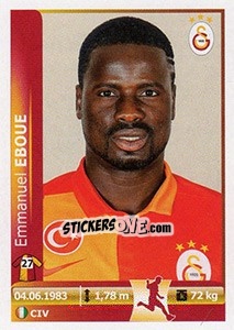 Sticker Emmanuel Eboue - Spor Toto Süper Lig 2012-2013 n. 123 - Panini