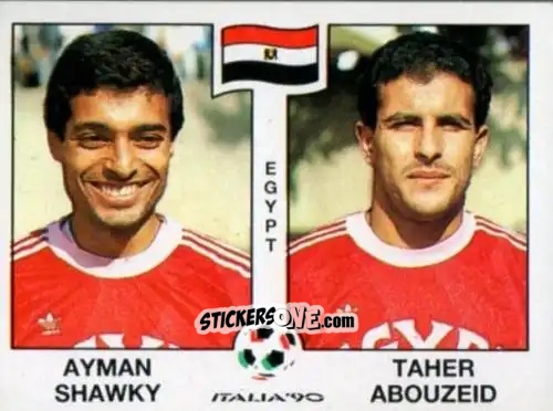 Cromo Ayman Shawky / Taher Abouzeid - FIFA World Cup Italia 1990 n. 447 - Panini