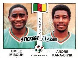 Sticker Emile M'Bouh / Andre Kana-Biyik - FIFA World Cup Italia 1990 n. 177 - Panini