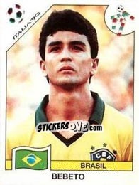 Cromo Bebeto (Jose Roberto Gama de Oliveira) - FIFA World Cup Italia 1990 - Panini