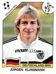 Sticker Jurgen Klinsmann - FIFA World Cup Italia 1990 - Panini