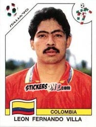 Cromo Leon Fernando Villa - FIFA World Cup Italia 1990 - Panini