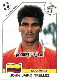 Sticker John Jairo Trellez - FIFA World Cup Italia 1990 n. 304 - Panini