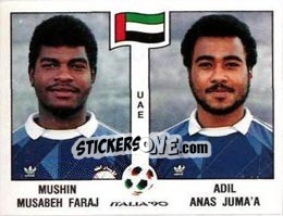 Cromo Mushin Musabeh Faraj / Adil Anas Juma'A - FIFA World Cup Italia 1990 - Panini