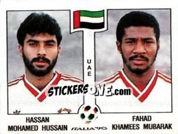 Sticker Hassan Mohamed Hussain / Fahad Khamees Mubarak - FIFA World Cup Italia 1990 - Panini
