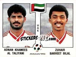 Cromo Adnan Khamees Al Taliyani / Zuhair Bakheet Bilal - FIFA World Cup Italia 1990 - Panini