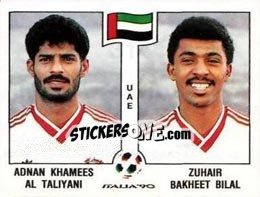 Sticker Adnan Khamees Al Taliyani / Zuhair Bakheet Bilal - FIFA World Cup Italia 1990 n. 314 - Panini