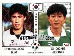 Sticker Poong-Joo Kim / Gi-Dong Jeong - FIFA World Cup Italia 1990 n. 317 - Panini