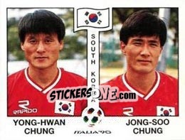 Sticker Yong-Hwan Chung / Jong-Soo Chung - FIFA World Cup Italia 1990 n. 319 - Panini